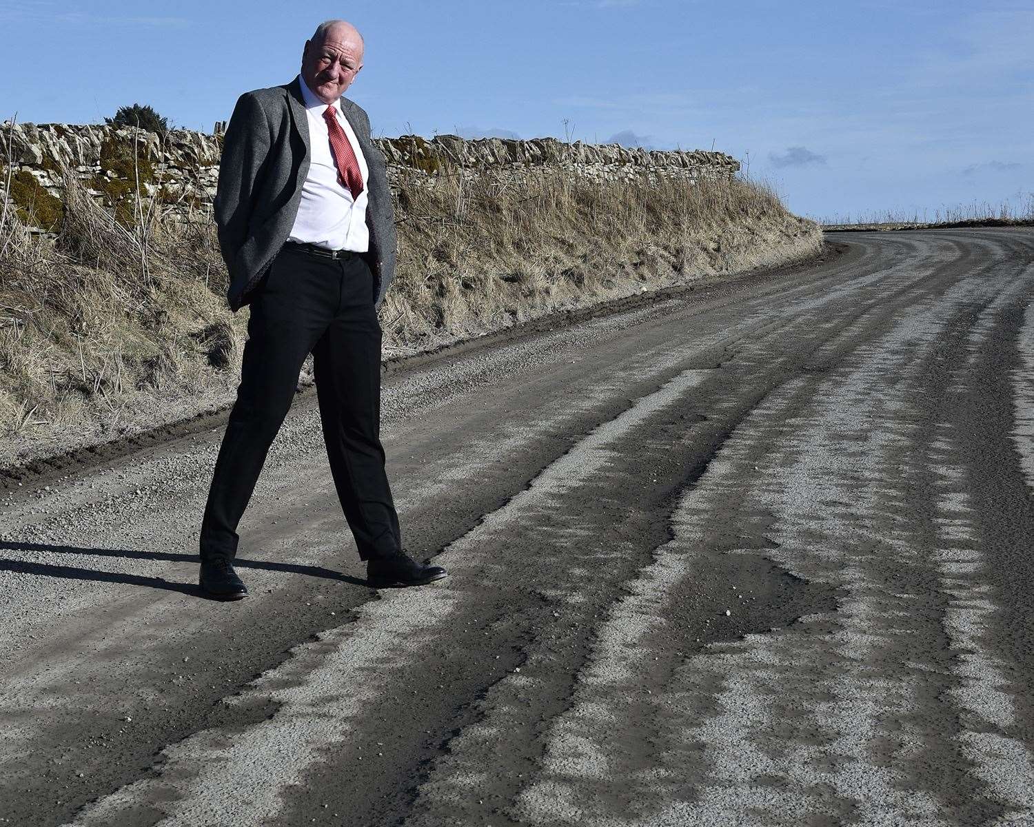 Iain Gregory of Caithness Roads Recovery at a deteriorating section of road on the B870 at North Calder. He warned: 'We have reached a point where it is only a matter of time before a tragedy occurs, and urgent action is needed.' Picture: Mel Roger