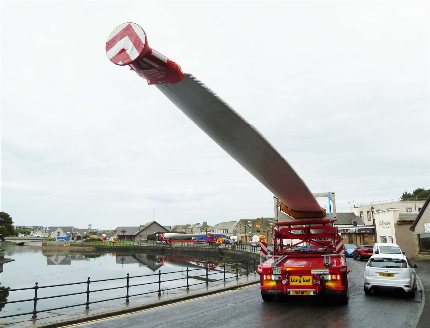 A wind turbine blade on its way from Wick harbour via River Street in September 2020. Picture: Peter Sutherland