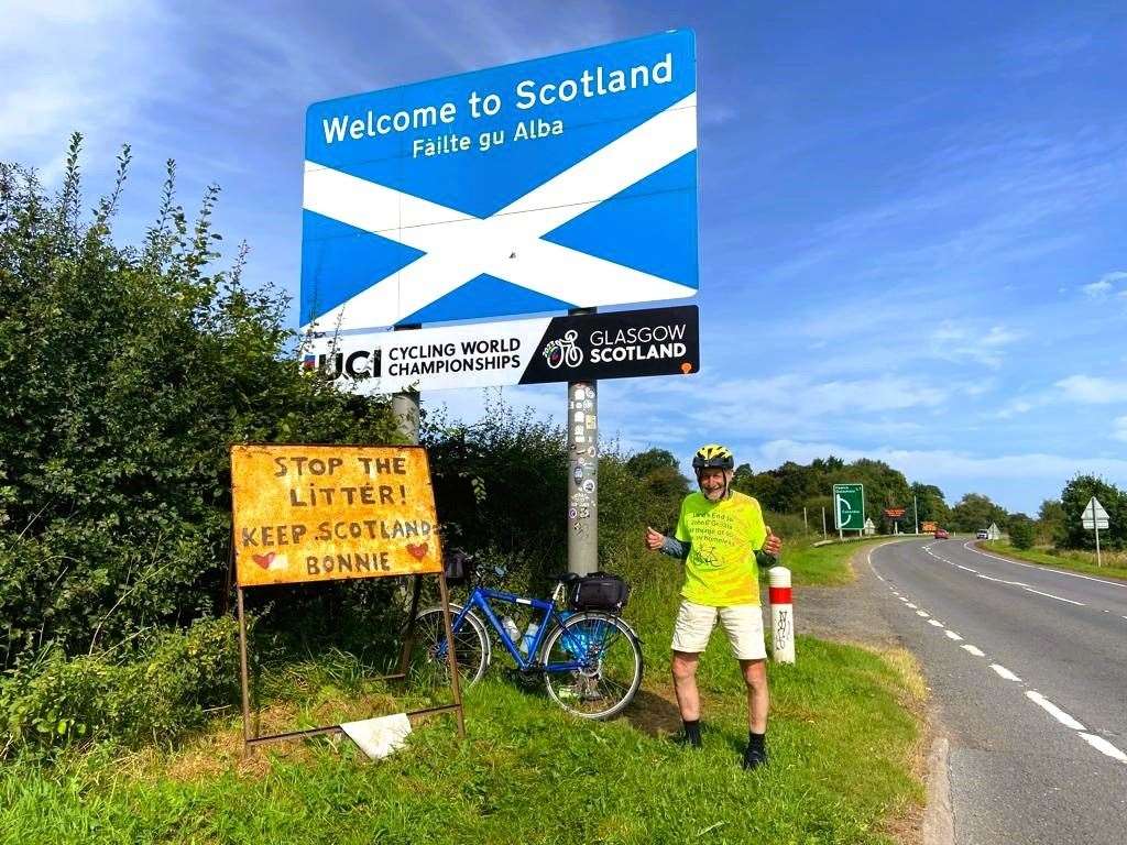 Peter crosses the border into Scotland.