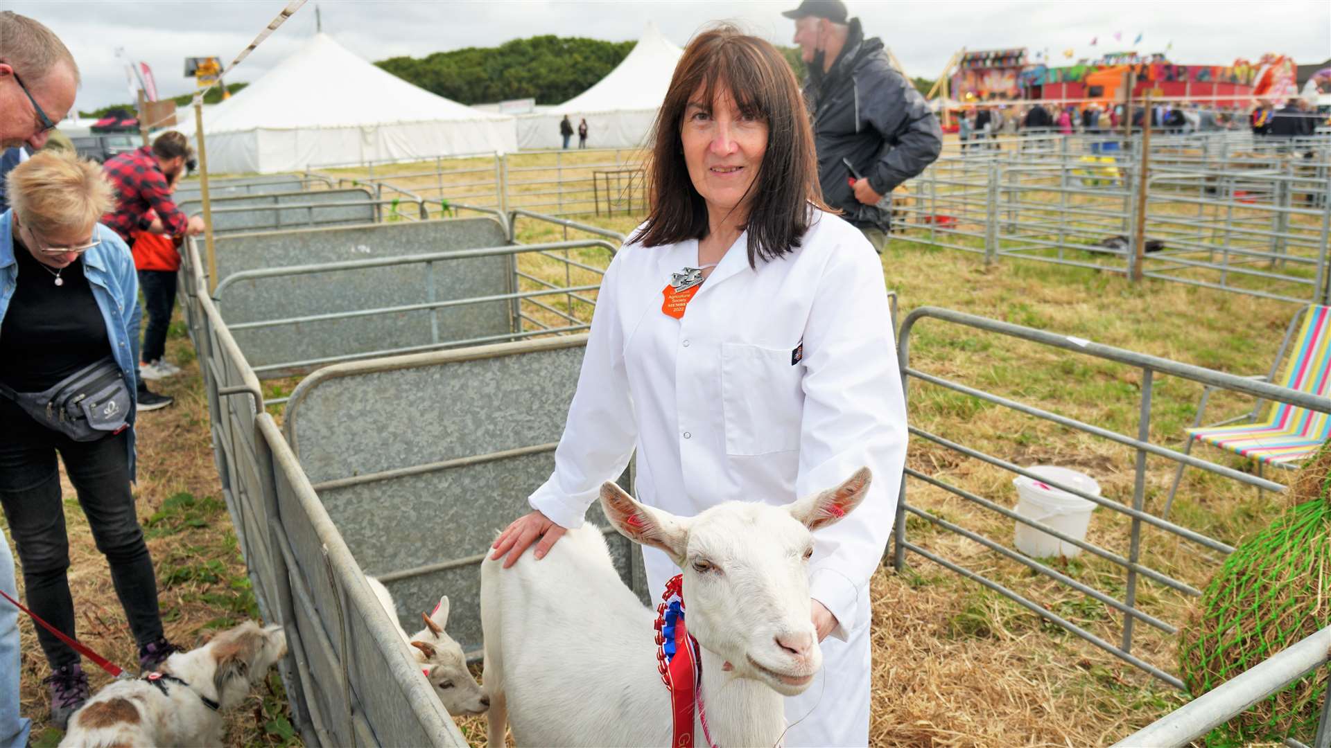 Bib Harrold with champion goat Dorothy at last year's County Show in Thurso. One of the key objectors to Watten Wind Farm, Bib claims that a fake document was sent in using her name to make it appear she supports the project. Picture: DGS
