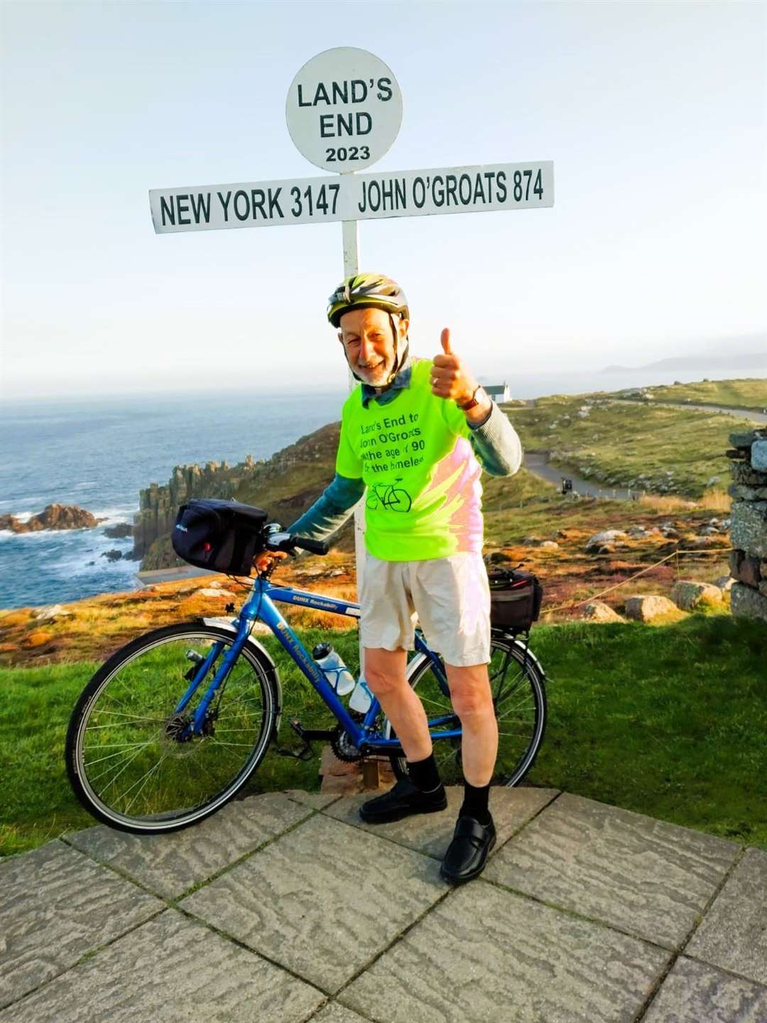 Peter at the start of his journey at Land's End on August 23.