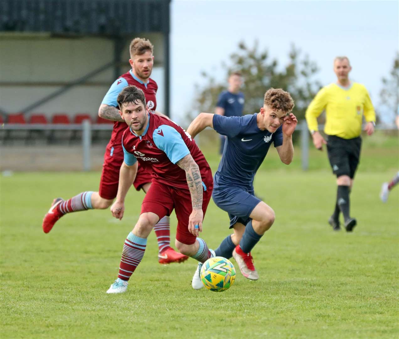 Sam Mackay (left) scored twice for Pentland United in their 3-3 draw with High Ormlie Hotspur. Picture: James Gunn