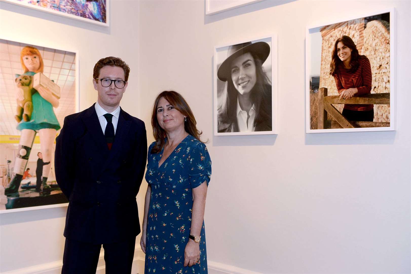 With then-Vogue editor Alexandra Shulman in front of two portraits of the then-Duchess of Cambridge, which featured in the Vogue 100: A Century Of Style exhibition, at the National Portrait Gallery (PA)