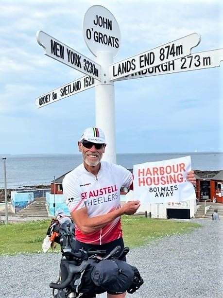 Tim is using this cycling challenge to raise awareness and funds for Harbour Housing, a Cornish based charity that helps deliver safe homes and life support for people with multiple needs.