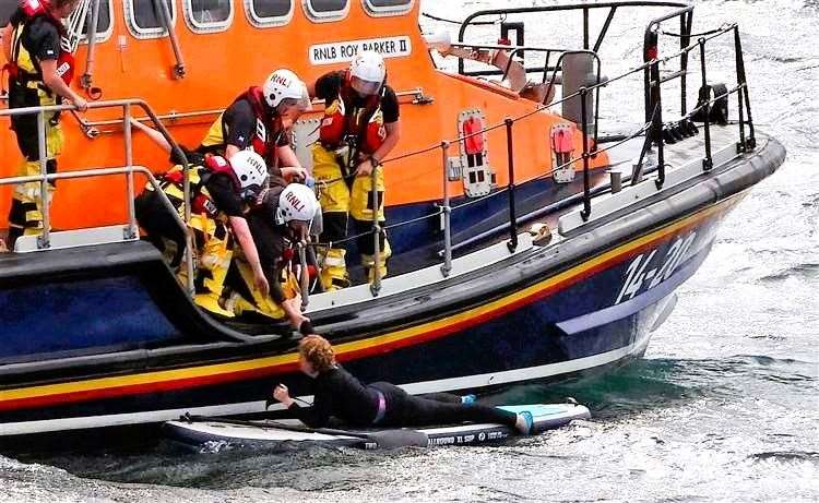 Sheena was located and taken on board the lifeboat thanks to a fishing vessel help sight her. Picture: FV Reaper