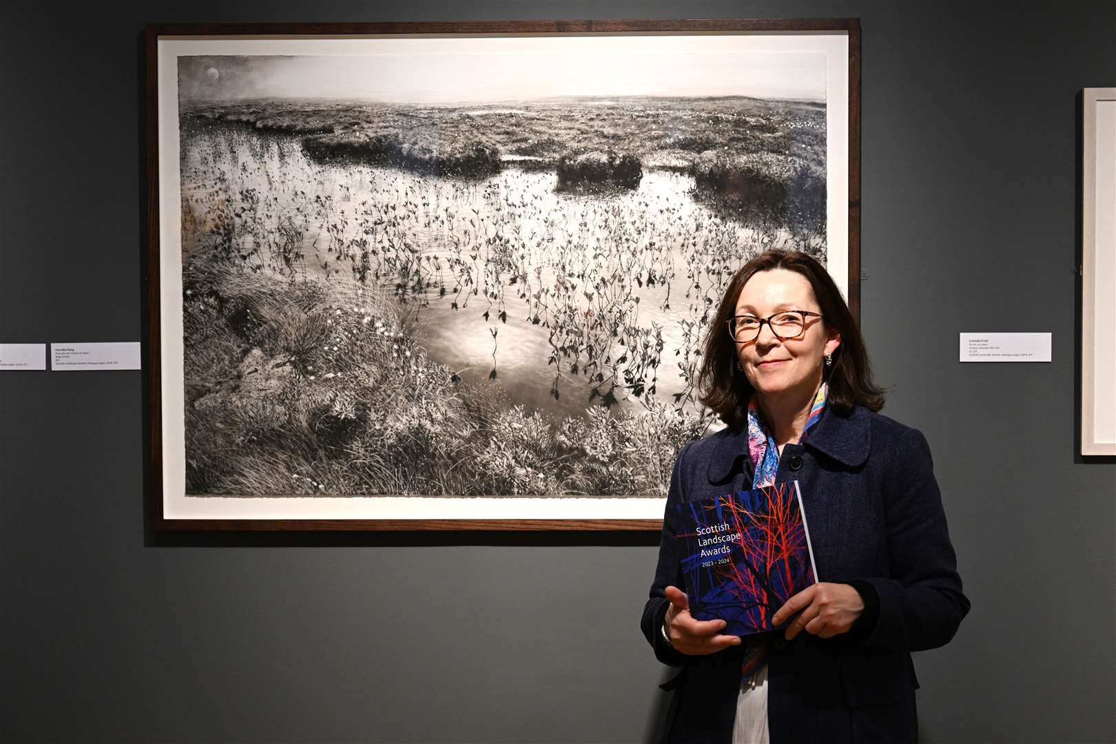 Magi Sinclair with her work Flow Mist Rising which won the Environmental Art category of this year's Scottish Landscape Awards in Edinburgh. Picture: Greg Macvean
