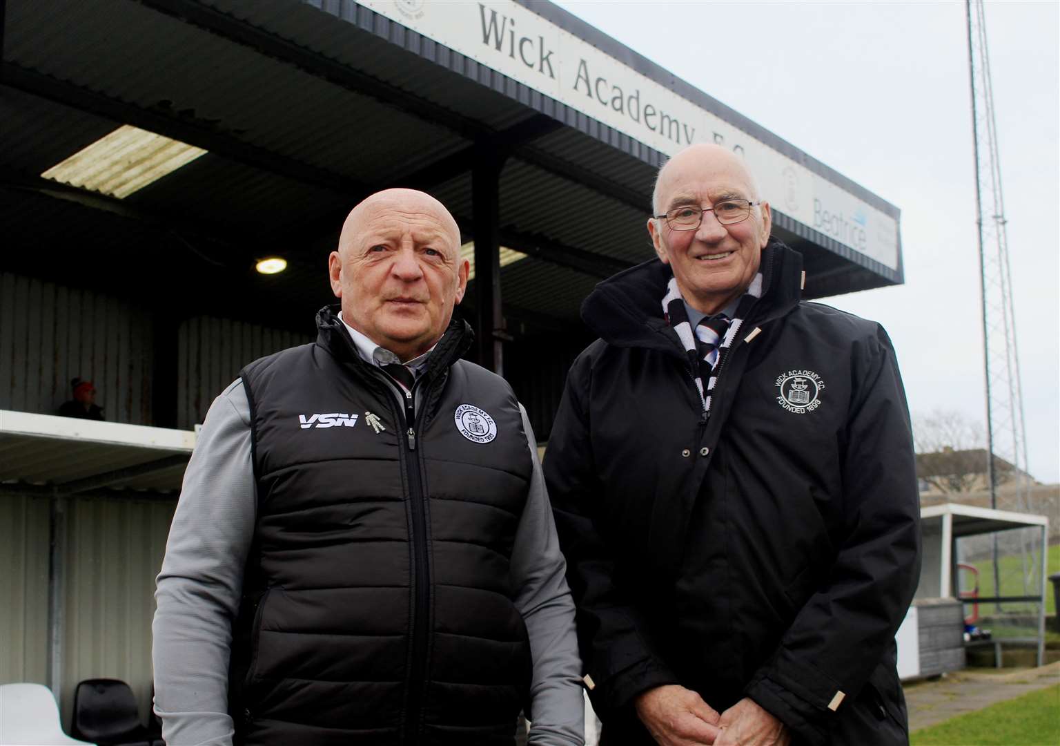 Pat Miller (left) with former chairman Alistair Gunn at Harmsworth Park. Picture: Alan Hendry