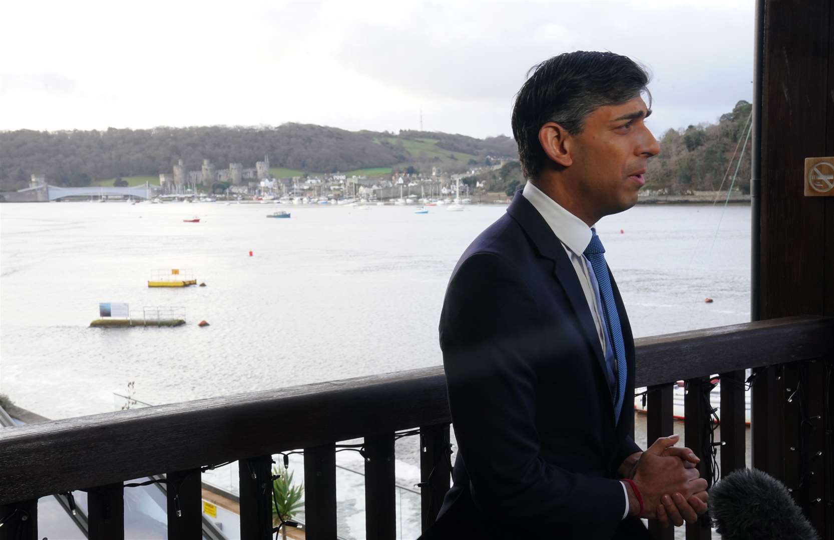 Prime Minister Rishi Sunak in Conwy during a visit to North Wales (Peter Byrne/PA)