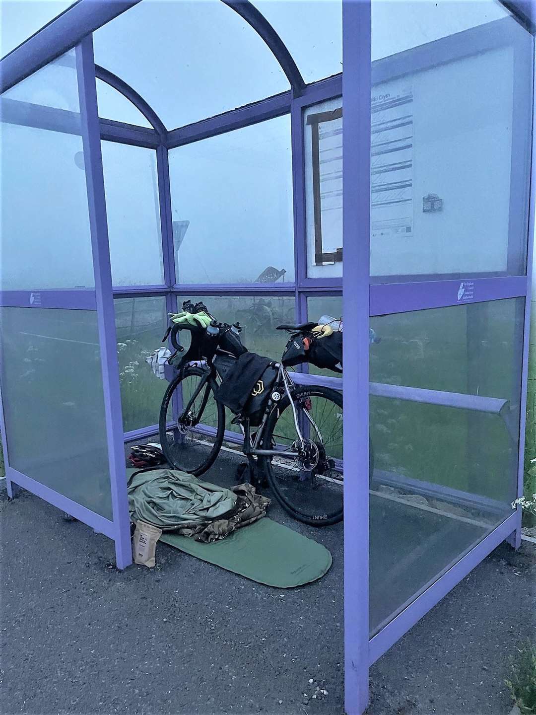 Tim slept in this Caithness bus shelter to raise awareness of rural homelessness.