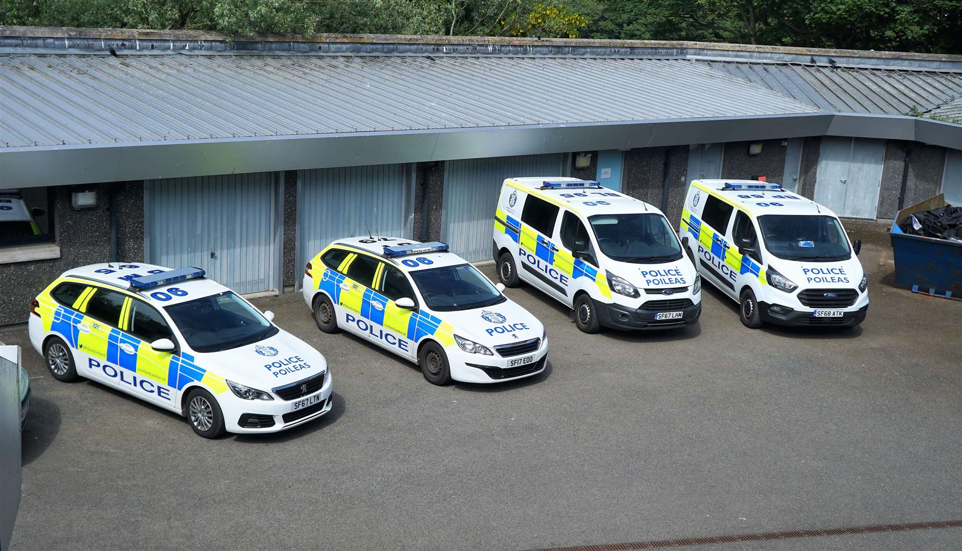 Vehicles at Wick police station. Crime stats show an increase in certain offences over last month. Picture: DGS